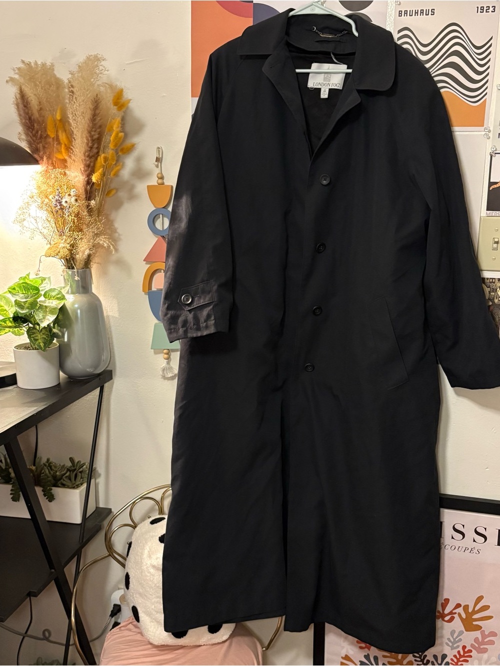 London Fog Black Full-Length Trench Coat